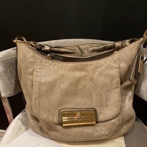 COACH Kristin Python Embossed Leather Shoulder Bag